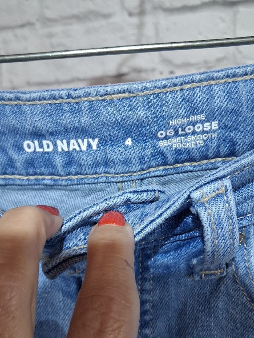 Old Navy Light Blue Distressed Straight-Leg Jeans - Picture 5 of 7